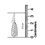 Spiral Hollow Rhodium Plated 925 Sterling Silver Dangling Hook Earrings for Women